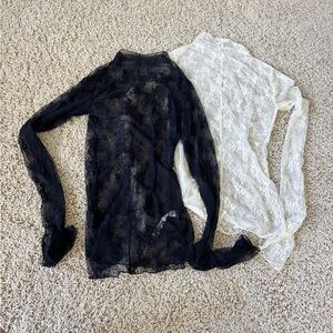 Free People Black and White Lace Tops